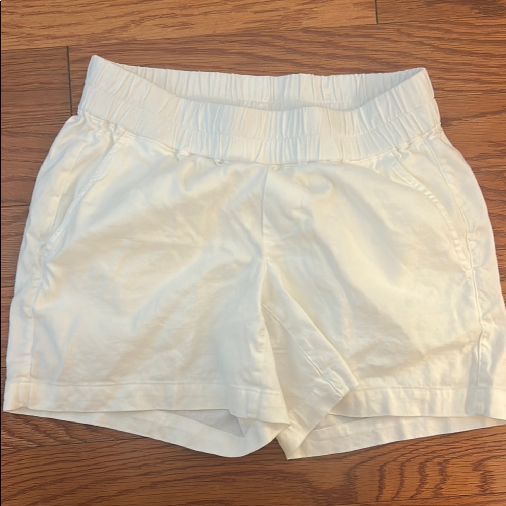 High-Waist White Women's Drawstring-Look Shorts